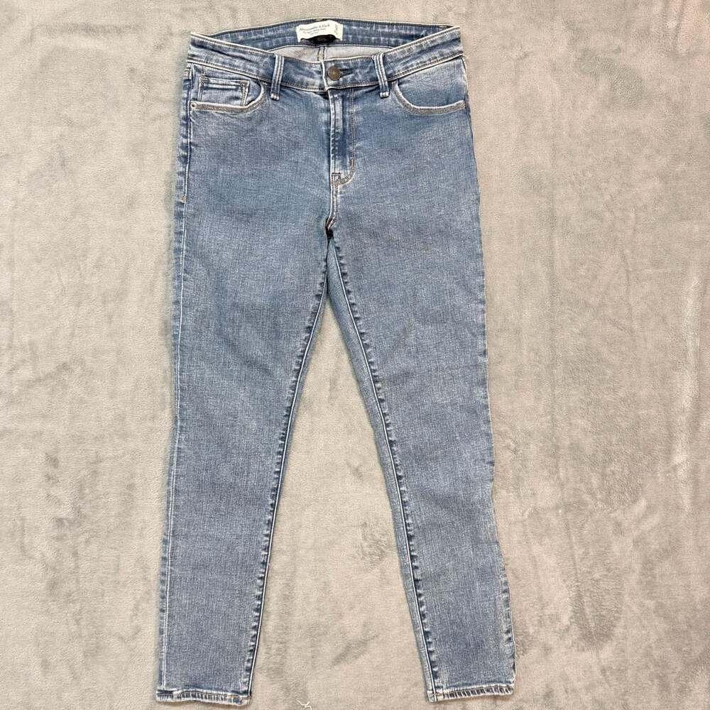 Abercrombie & Fitch The Super Skinny Ankle Mid Rise Size 27R Blue Denim Jeans